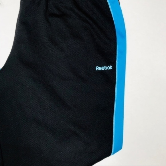 REEBOK Black w/ Blue Capri Striped Sweatpants - Picture 3 of 6